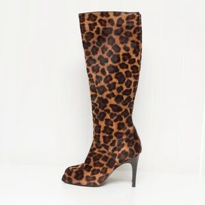 Max de Carlo leopard print leather boots
